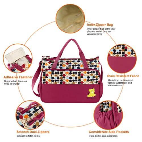 5-Pack: Baby Nappy Diaper Bag Set