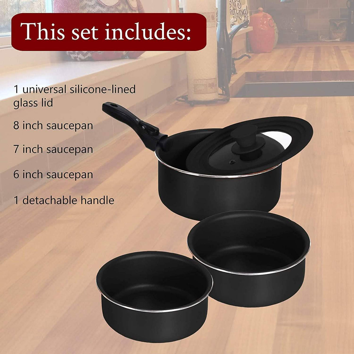 5-Piece: Chef's Star Nonstick Cooking Pot Set