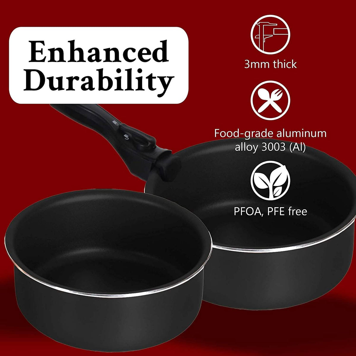 5-Piece: Chef's Star Nonstick Cooking Pot Set