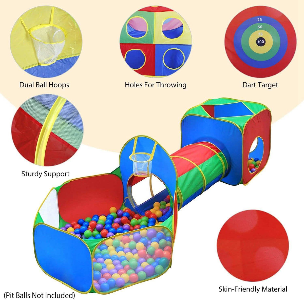 5-Piece: Pop Up Playhouse Kids Ball Pit Tents