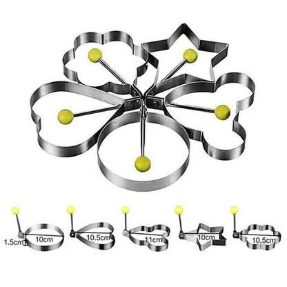 5-Pieces Set: Fried Egg Mold Pancake Rings Shaped