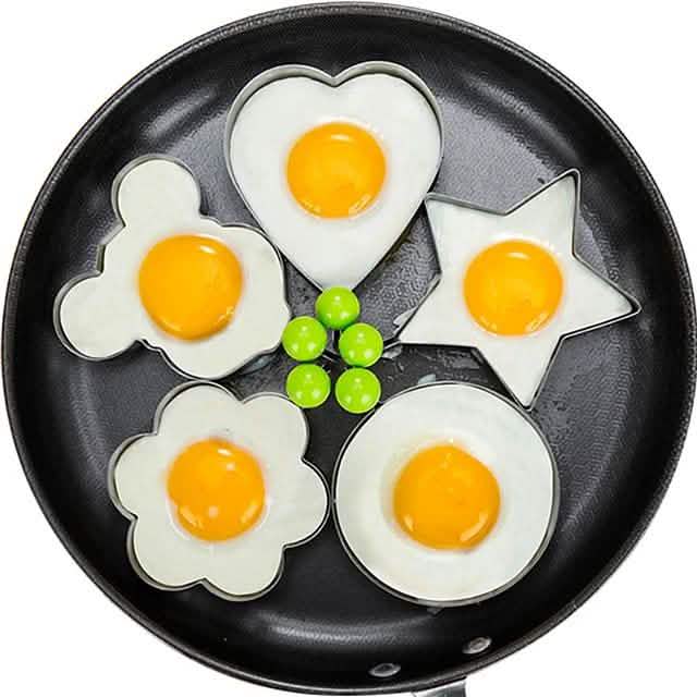 5-Pieces Set: Fried Egg Mold Pancake Rings Shaped