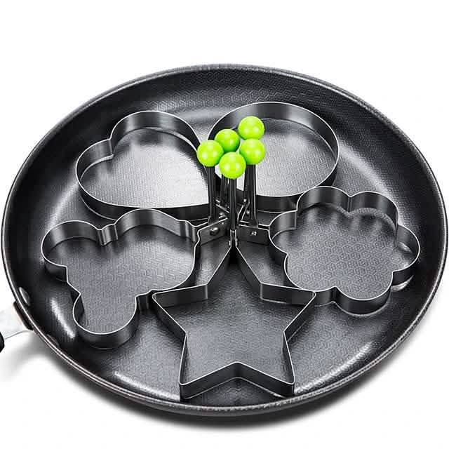 5-Pieces Set: Fried Egg Mold Pancake Rings Shaped