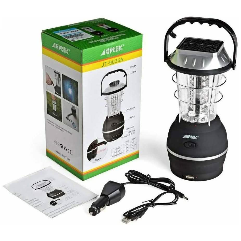 5 Way Charging 36 LED Solar Lantern Camping Light