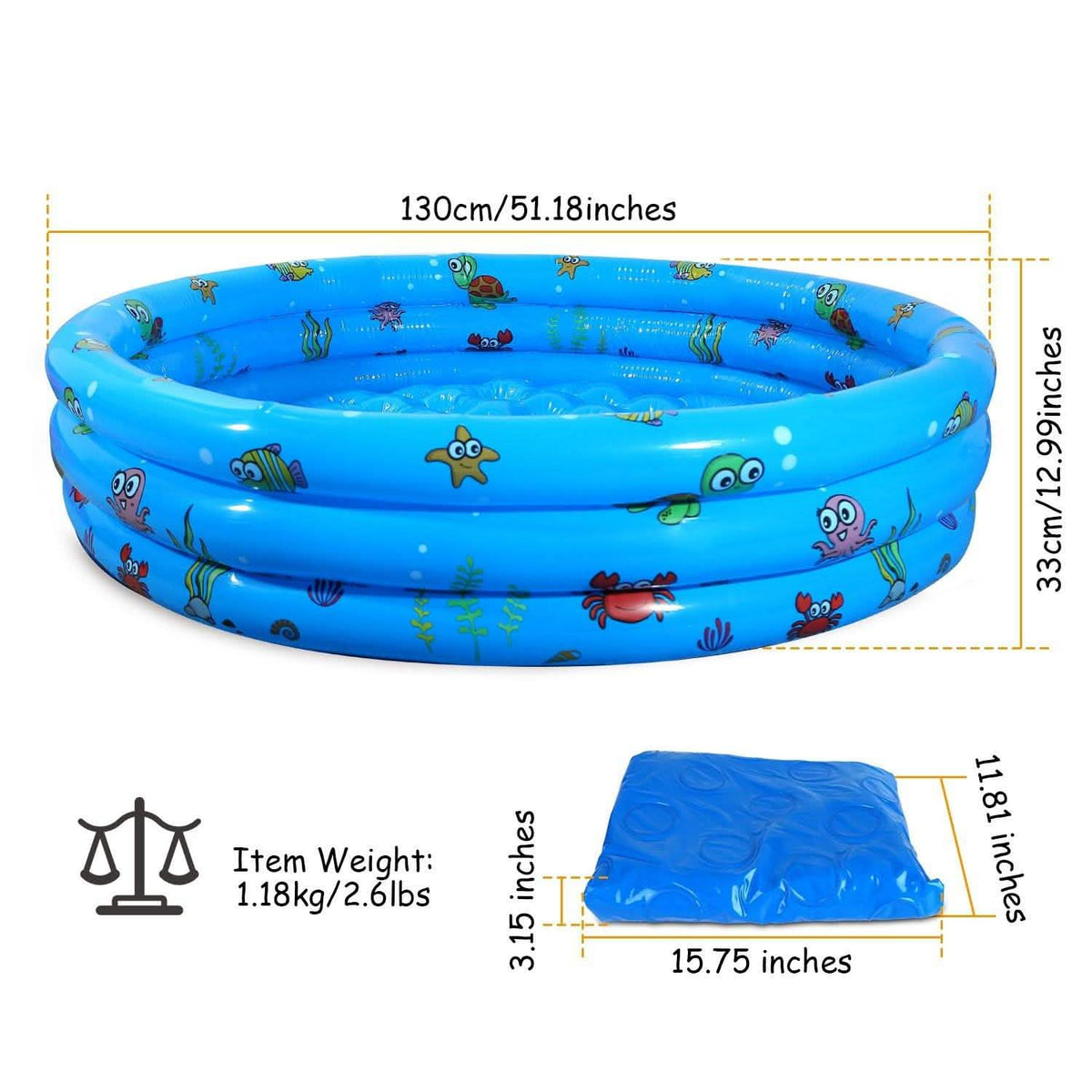 51x13" Inflatable Swimming Pool