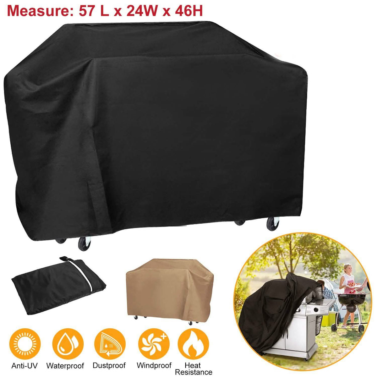 57-Inch Weather Resistant Barbecue Grill Cover