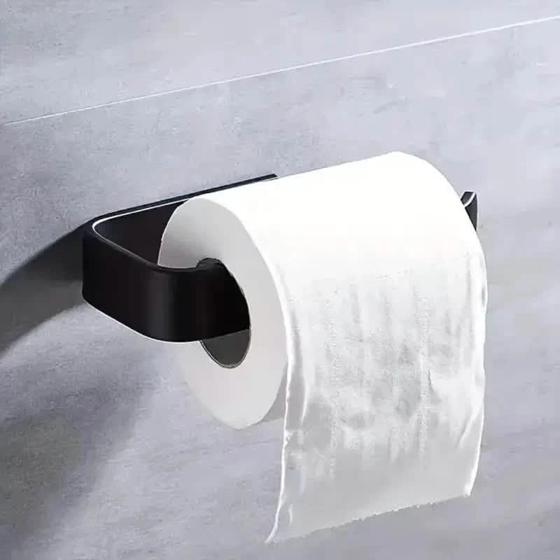 2-Pack: No-Drill Self-Adhesive Toilet Paper Holder – Black & White