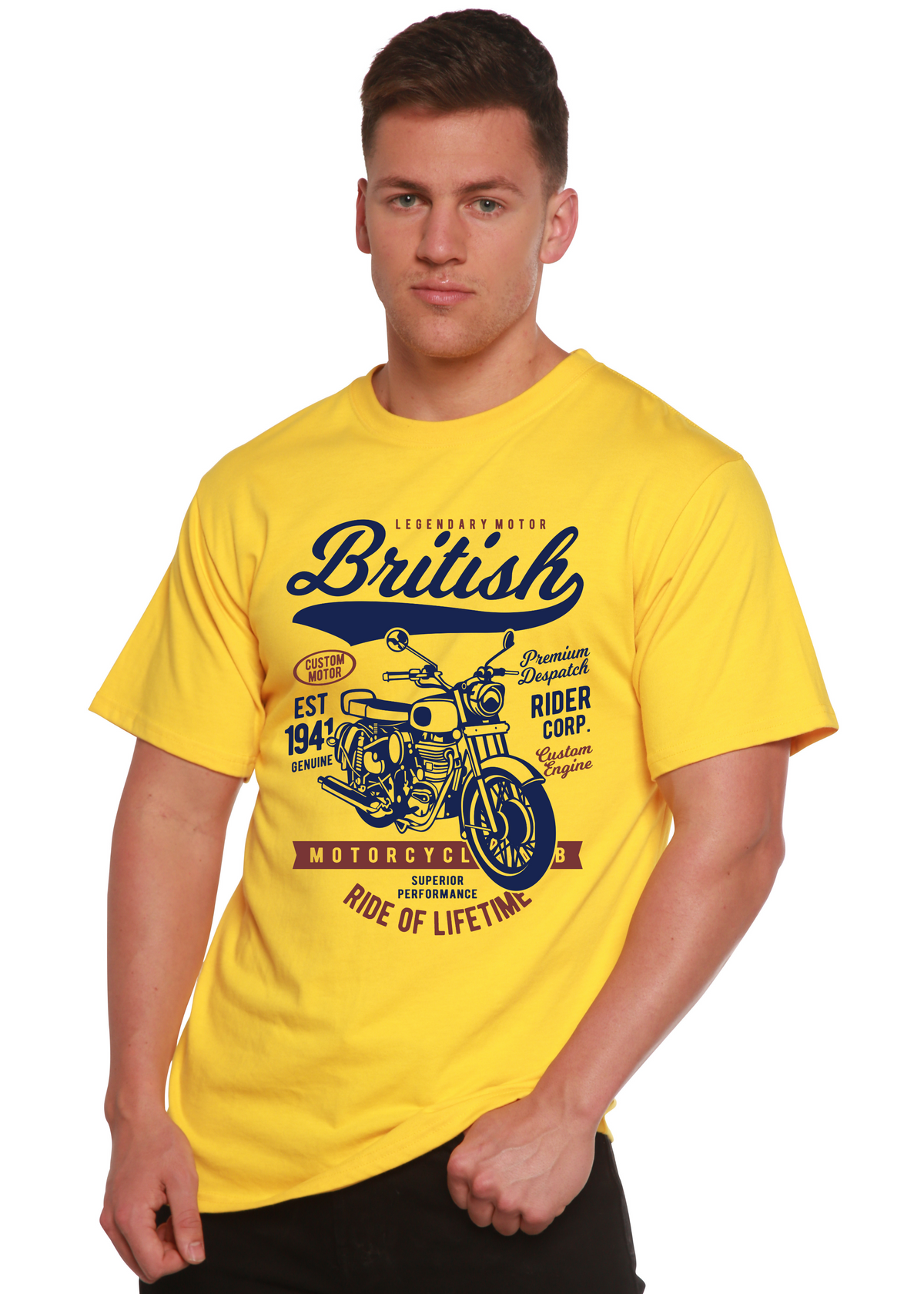 British Motorcycle Men's Bamboo Viscose/Organic Cotton Short Sleeve Graphic T-Shirt