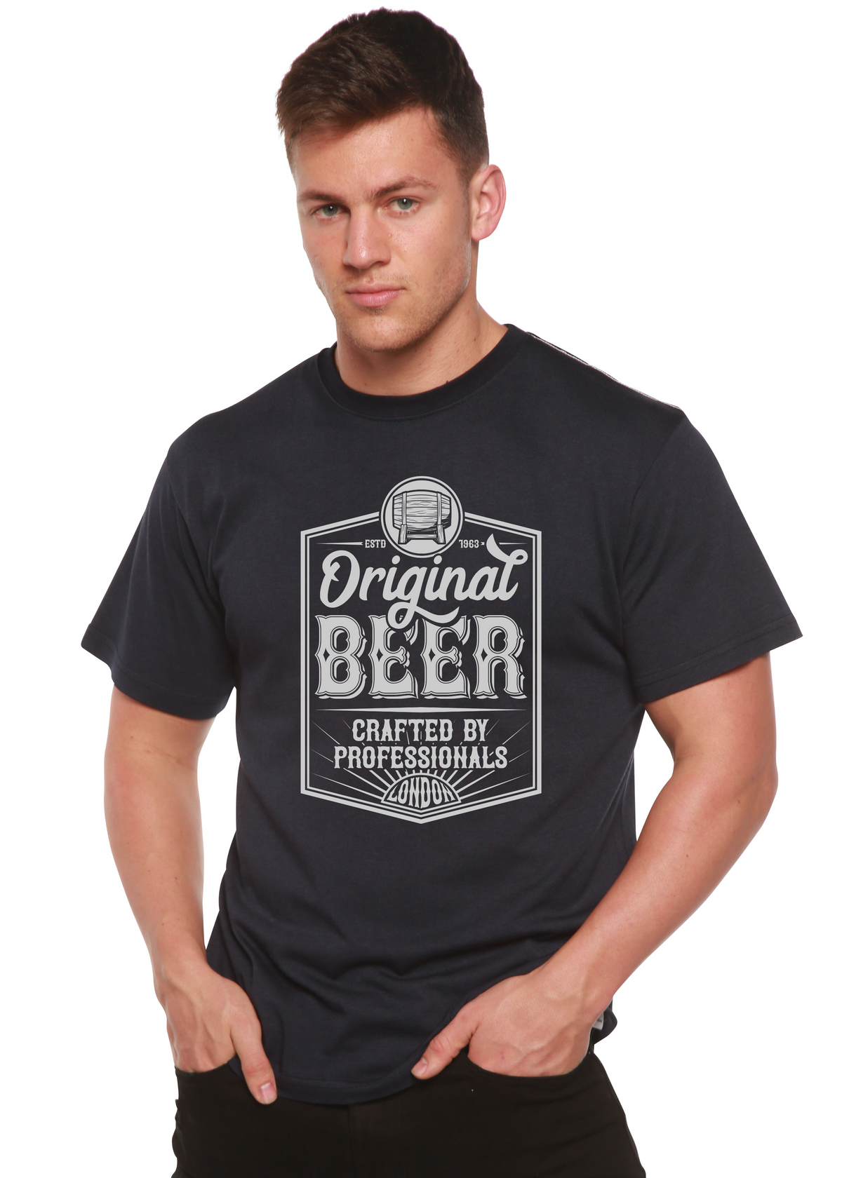 Original Beer Men's Bamboo Viscose/Organic Cotton Short Sleeve Graphic T-Shirt