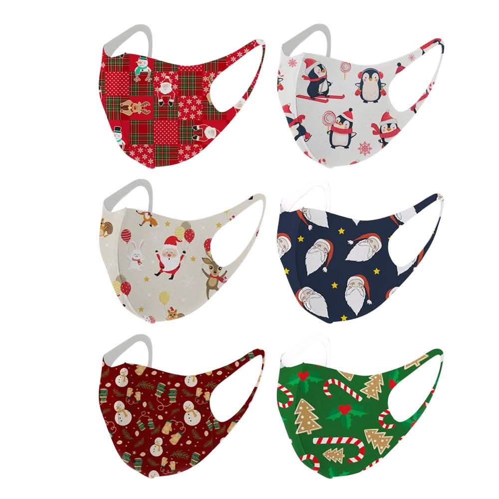 6-Pack: Fun Designed Holiday Themed Reusable Face Masks