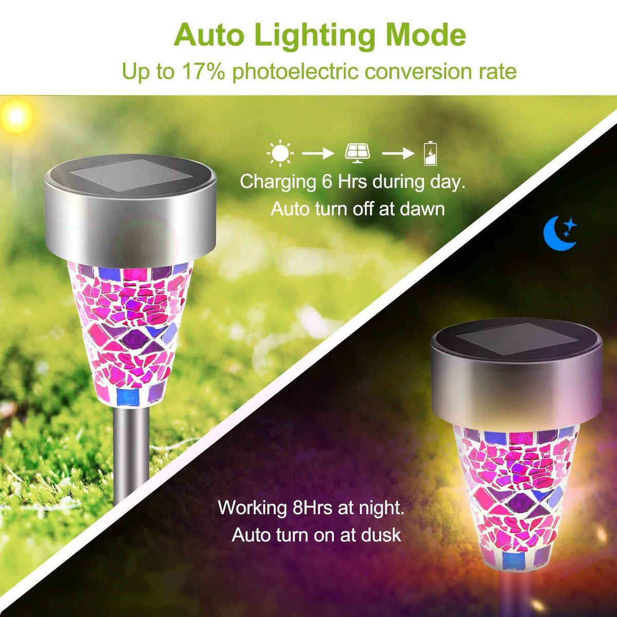 6-Pack: Solar Garden Lights IP44 Water Resistant