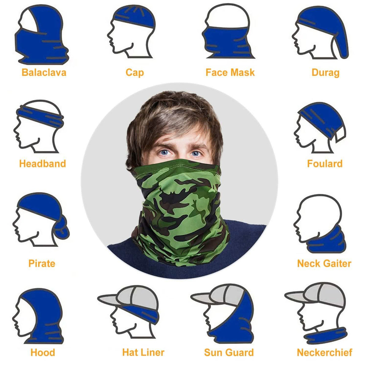 6-Pieces: Summer Neck Gaiter UV Sunscreen Protection Face Mask Scarf