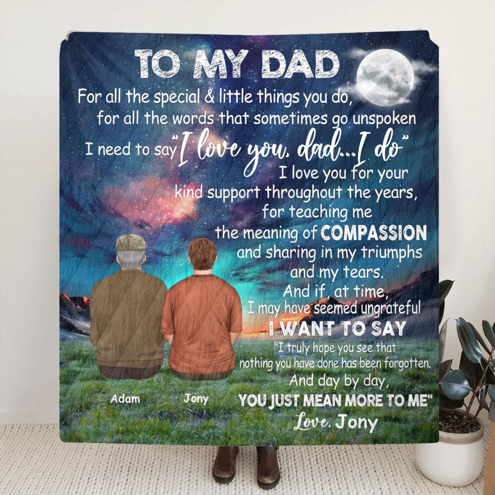 Personalized Father and Son/Daughter Blanket - Best Gift For Father's Day From Son and Daughter - I Love You, Dad