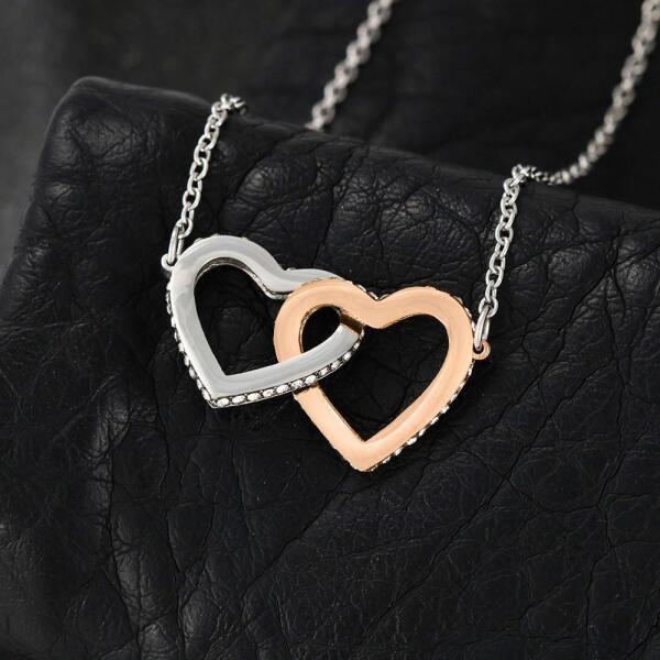 Personalized Message Card Interlocking Heart Necklace Jewelry - Best Gift For Mother's Day - To My Bonus Mom