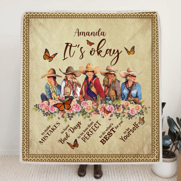 Personalized Cow Girl Blanket - Gift Idea For Sisters/Friends/Besties - It's okay to make mistakes