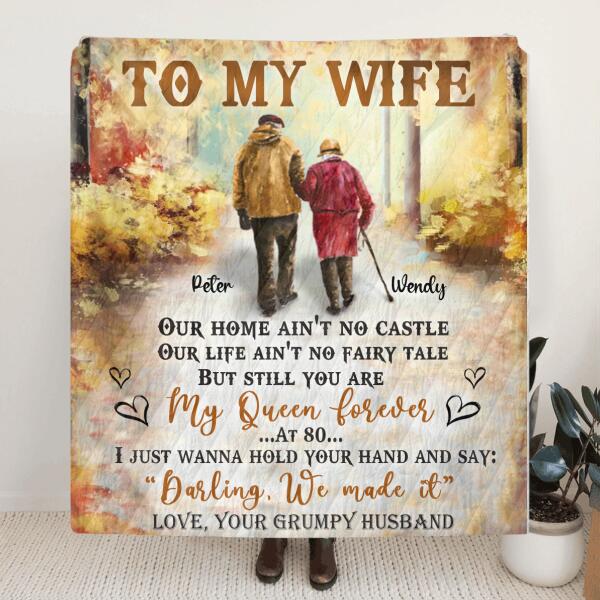 Personalized Old Couple Blanket - Best Gift For Wife From Husband - Darling, We Made It