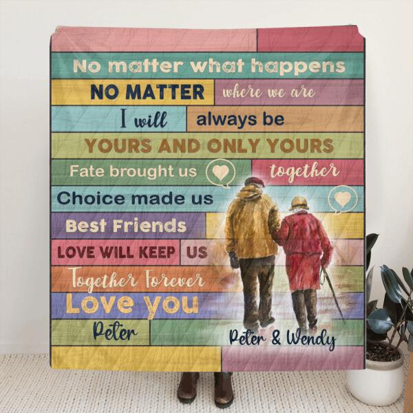 Personalized Couple Fleece Blanket/Quilt - Best Gift For Couples - No Matter What Happens