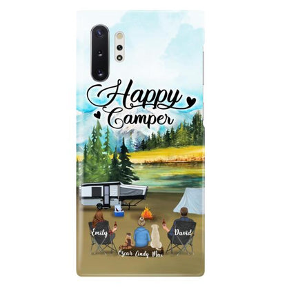 Personalized Camping Phone Case - Parents With 1 Kids And 2 Pets - Best Gift For Family - Happy Camper