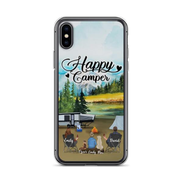 Personalized Camping Phone Case - Parents With 1 Kids And 2 Pets - Best Gift For Family - Happy Camper