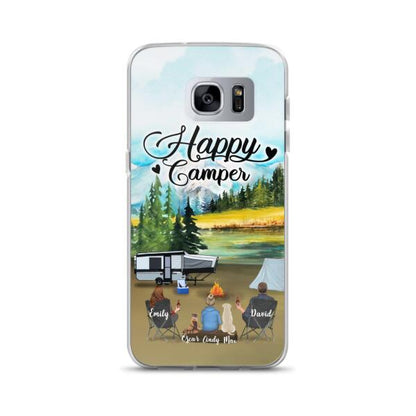 Personalized Camping Phone Case - Parents With 1 Kids And 2 Pets - Best Gift For Family - Happy Camper