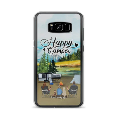 Personalized Camping Phone Case - Parents With 1 Kids And 2 Pets - Best Gift For Family - Happy Camper