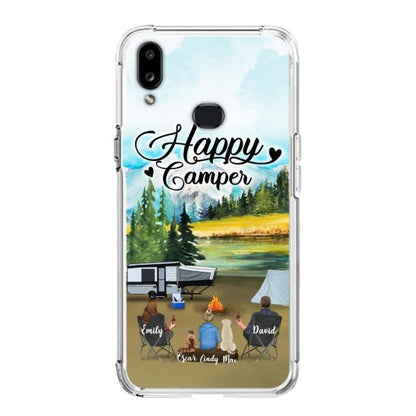 Personalized Camping Phone Case - Parents With 1 Kids And 2 Pets - Best Gift For Family - Happy Camper