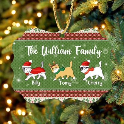 Personalized Christmas Cat Ornament - Best Gift For Cat Lovers - Family Name