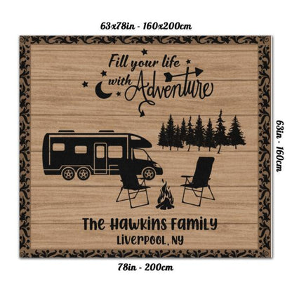Personalized Camping Rug - Best Gift For Camping Lover - Fill Your Life With Adventure