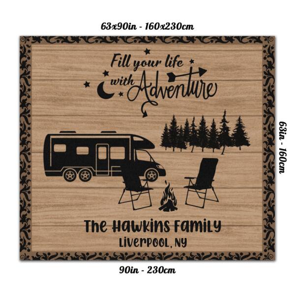 Personalized Camping Rug - Best Gift For Camping Lover - Fill Your Life With Adventure