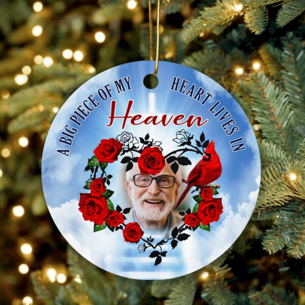 Personalized Memorial Ornament - Memorial Gift For Family - A Big Piece Of My Heart Lives In Heaven