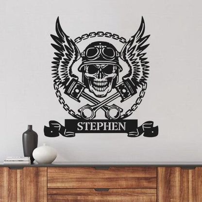 Personalized Skull Metal Monogram Sign - Custom Name