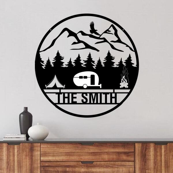 Personalized Camping Metal Monogram Sign - Gift For Camping Lover - The Smith