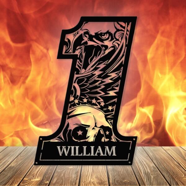 Personalized Number One Eagle Motorcycle Metal Monogram Sign - Gift Idea For Motorcycle Lover
