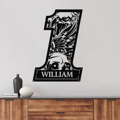 Personalized Number One Eagle Motorcycle Metal Monogram Sign - Gift Idea For Motorcycle Lover