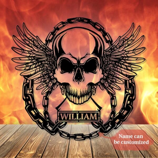 Personalized Skull Motorcycle Metal Monogram Sign - Gift Idea For Motorcycle Lover