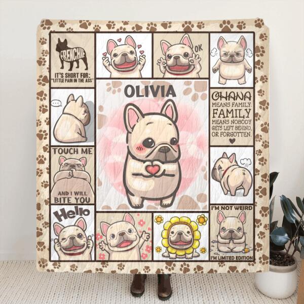 Personalized French Bulldog Funny Lovely Quilt/Fleece Blanket - Gift Idea For French Bulldog Lover