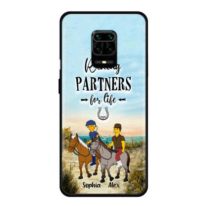 Custom Personalized Horseback Riding Cartoon Portrait From Photo Phone Case - Gift Idea For Couple/ Riding Lover - Case For Xiaomi, Oppo And Huawei