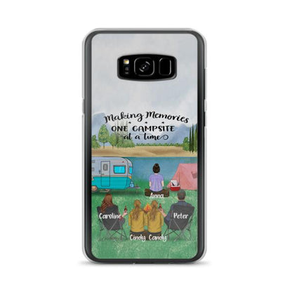 Custom Personalized Camping Phone Case - Couple With 3 Kids - Gift Idea For Camping Lover - Case For iPhone And Samsung