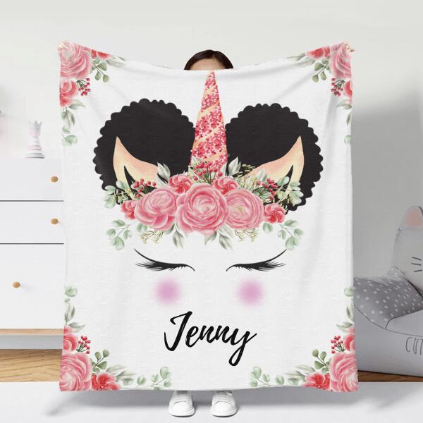 Personalized Unicorn Fleece Throw Blanket - Birthday's Gift Idea For Your Kid