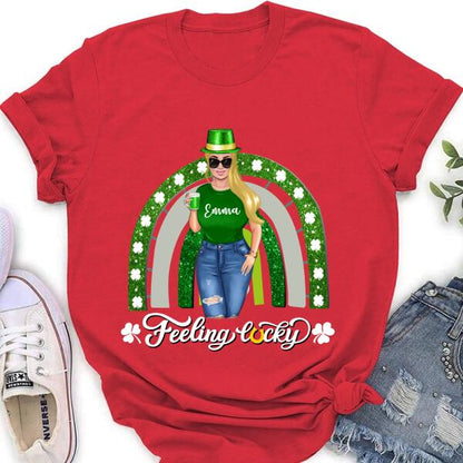 Personalized Irish Girl Unisex T-shirt/Sweatshirt/Hoodie - Gift Idea For St Patrick's Day - Feeling Lucky