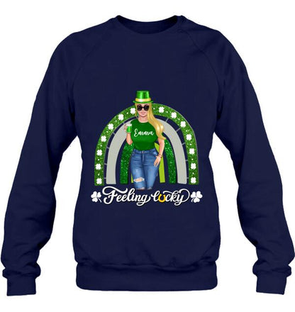 Personalized Irish Girl Unisex T-shirt/Sweatshirt/Hoodie - Gift Idea For St Patrick's Day - Feeling Lucky