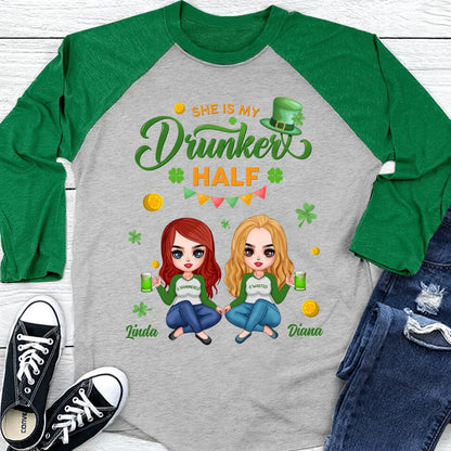 Personalized Drunker Half Shirt - Gift Idea For St. Patrick's Day - She Is My Drunker Half