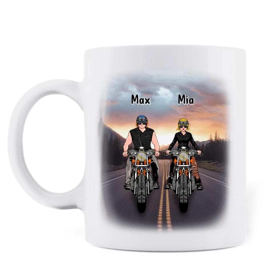Personalized Couple Motorcycle Coffee Mug - Gift Idea For Couple/Friends - Happiness Is A Journey Not A Destination