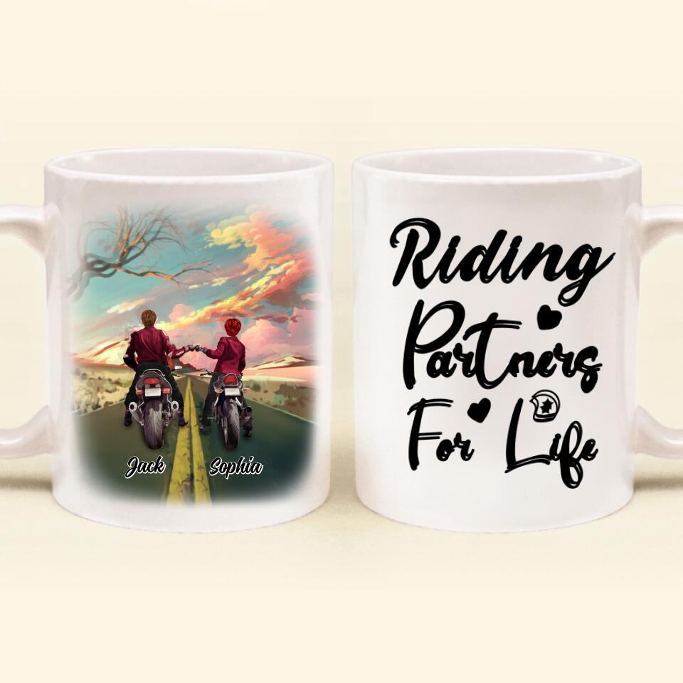 Personalized Motorcycle Couple Mug - Gift Idea For Couple - Riding Partners For Life