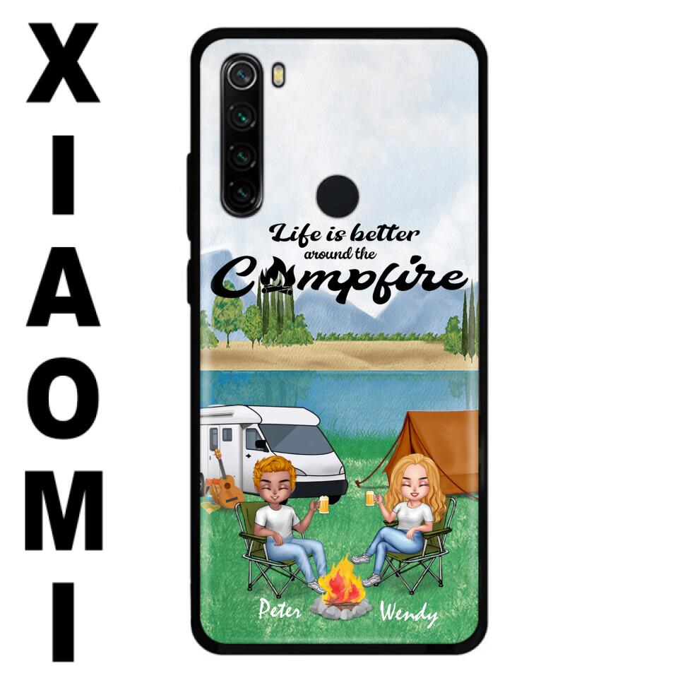 Personalized Camping Chibi Phone Case - Couple With Up to 2 Dogs - Gift Idea For Camping Lover - Case For Xiaomi, Oppo And Huawei