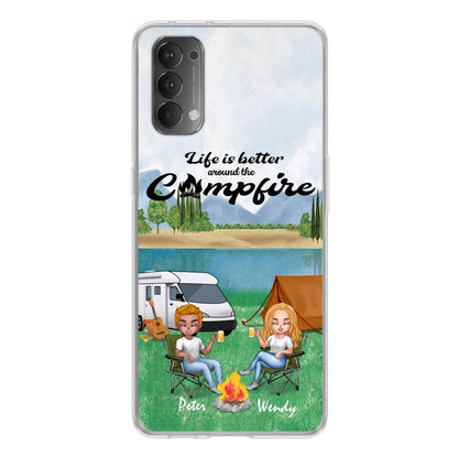 Personalized Camping Chibi Phone Case - Couple With Up to 2 Dogs - Gift Idea For Camping Lover - Case For Xiaomi, Oppo And Huawei