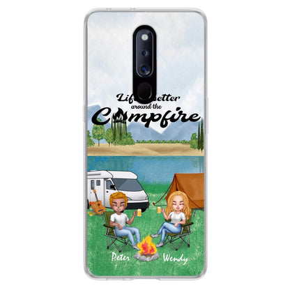Personalized Camping Chibi Phone Case - Couple With Up to 2 Dogs - Gift Idea For Camping Lover - Case For Xiaomi, Oppo And Huawei