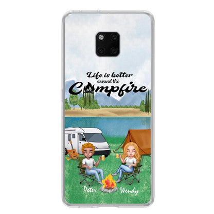 Personalized Camping Chibi Phone Case - Couple With Up to 2 Dogs - Gift Idea For Camping Lover - Case For Xiaomi, Oppo And Huawei