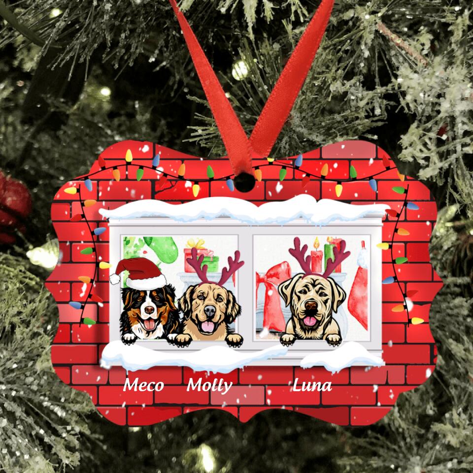 Personalized Christmas Pet By Window Ornament - Up to 3 Pets - Best Gift For Dog Lover/Cat Lover