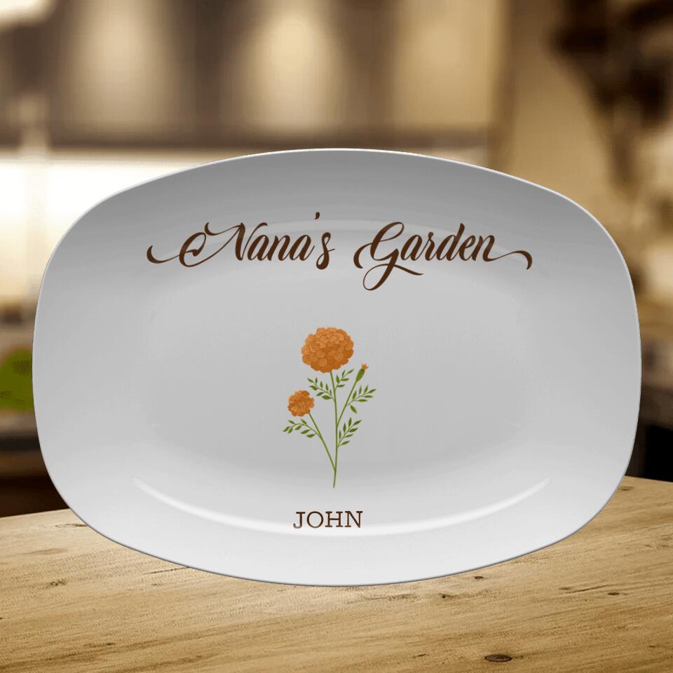 Personalized Nana's Garden Platter - Gift Idea For Grandma With Up to 9 Grandkids